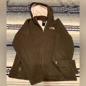 The North Face WindWall Jacket Women Size XS Brown Full Zip Hooded Fleece Jacket